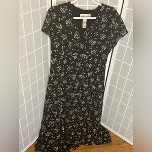 Size 12 Vintage Evan Picone Dress Long Formal Floral Button Down Dress